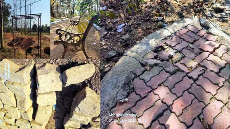 लोकार्पण से पहले ही झूलों में लगी जंग, गायब हो गई हरियाली, निर्माण अधूरे, उखड़ गई सड़क, रंगरोगन कर सच्चाई छुपाने की कोशिश, जमकर भ्रष्टाचार!