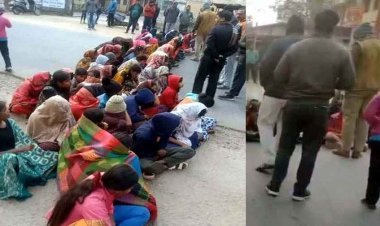 अधीक्षक के व्यवहार से छात्राओं में दहशत, सुबह 6 बजे से सड़क में धरने पर बैठी कस्तूरबा आश्रम की छात्राएं, कलेक्टर से मिलने की मांग