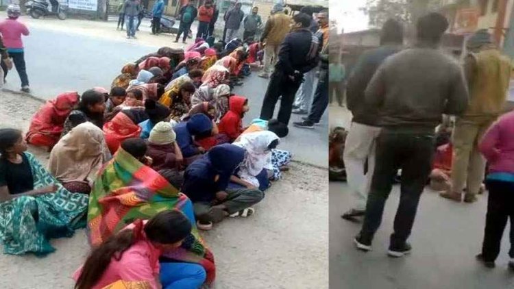 अधीक्षक के व्यवहार से छात्राओं में दहशत, सुबह 6 बजे से सड़क में धरने पर बैठी कस्तूरबा आश्रम की छात्राएं, कलेक्टर से मिलने की मांग