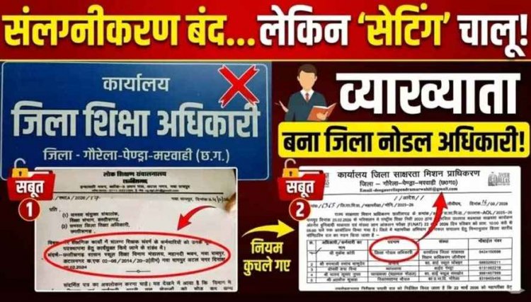 संलग्नीकरण बंद, लेकिन ‘सेटिंग’ चालू! DEO ने नियमों को कुचला, बिना आदेश व्याख्याता को जिला नोडल अधिकारी बनाकर कार्यालय में किया संलग्न