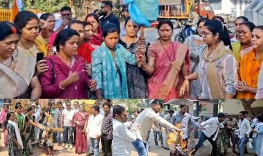 साड़ी खरीदी में भ्रष्टाचार के आरोप के बाद छत्तीसगढ़ के कई शहरों में महिला कांग्रेस ने किया जमकर प्रदर्शन, महिला-बाल विकास का फूंका पुतला