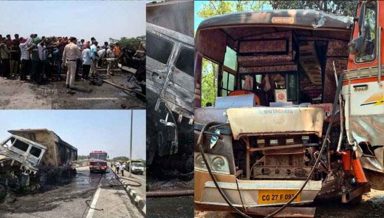 ओवर ब्रिज पर भीषण हादसा, ट्रेलर में आग लगने से ड्राइवर अरविंद भारद्वाज की जिंदा जलकर दर्दनाक मौत, इधर बस और ट्रक की टक्कर, 17 लोग घायल