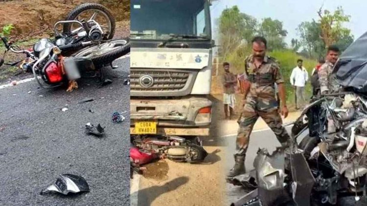 बाइक को ट्रक ने बाइक को मारी टक्कर, ड्यूटी जा रहे शिक्षक की मौके पर मौत, तीन हादसों में कई घायल, एम्बुलेंस पलटी, इलाके में आक्रोश का माहौल