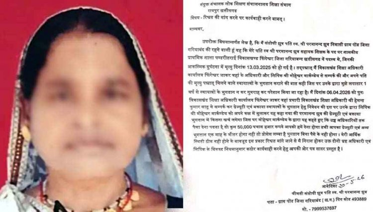 पेंशन प्रकरण के नाम पर 50 हजार मांगने और धमकी देने का आरोप, दिवंगत शिक्षक परमानंद ध्रुव की विधवा ने जेडी रायपुर से लगाई इंसाफ की गुहार