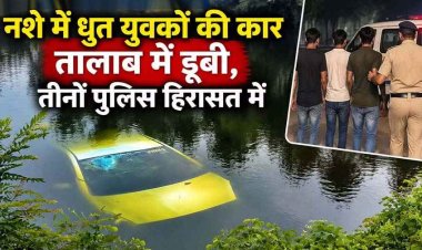 कार समेत तालाब में जा गिरे नशे में धुत तीन युवक, बकरी की मौत, बाल-बाल बची बच्ची, पुलिस हिरासत में तीनों आरोपी, पैसे गिनने का वीडियो वायरल