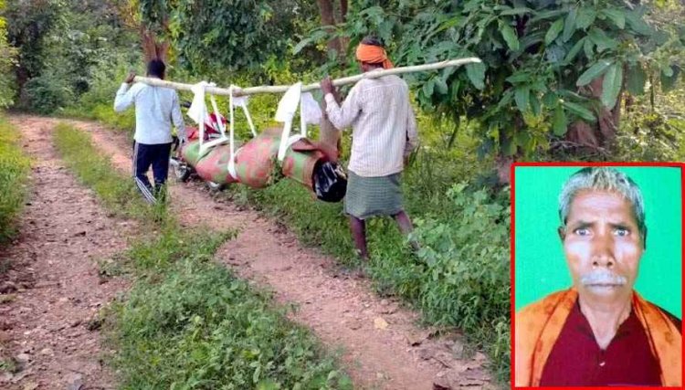 मैनपुर में सिस्टम की नाकामी: 5 दिन से लापता कमार बुजुर्ग का पेड़ पर लटकी मिली लाश, मुक्तांजलि वाहन नहीं मिला तो बल्ली के सहारे शव ले गए परिजन
