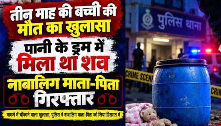 दुधमुंही मासूम बच्ची की संदिग्ध मौत मामले में चौंकाने वाला खुलासा, पानी के ड्रम में मिला शव, हत्या का आरोप, आरोपी नाबालिग माता-पिता गिरफ्तार